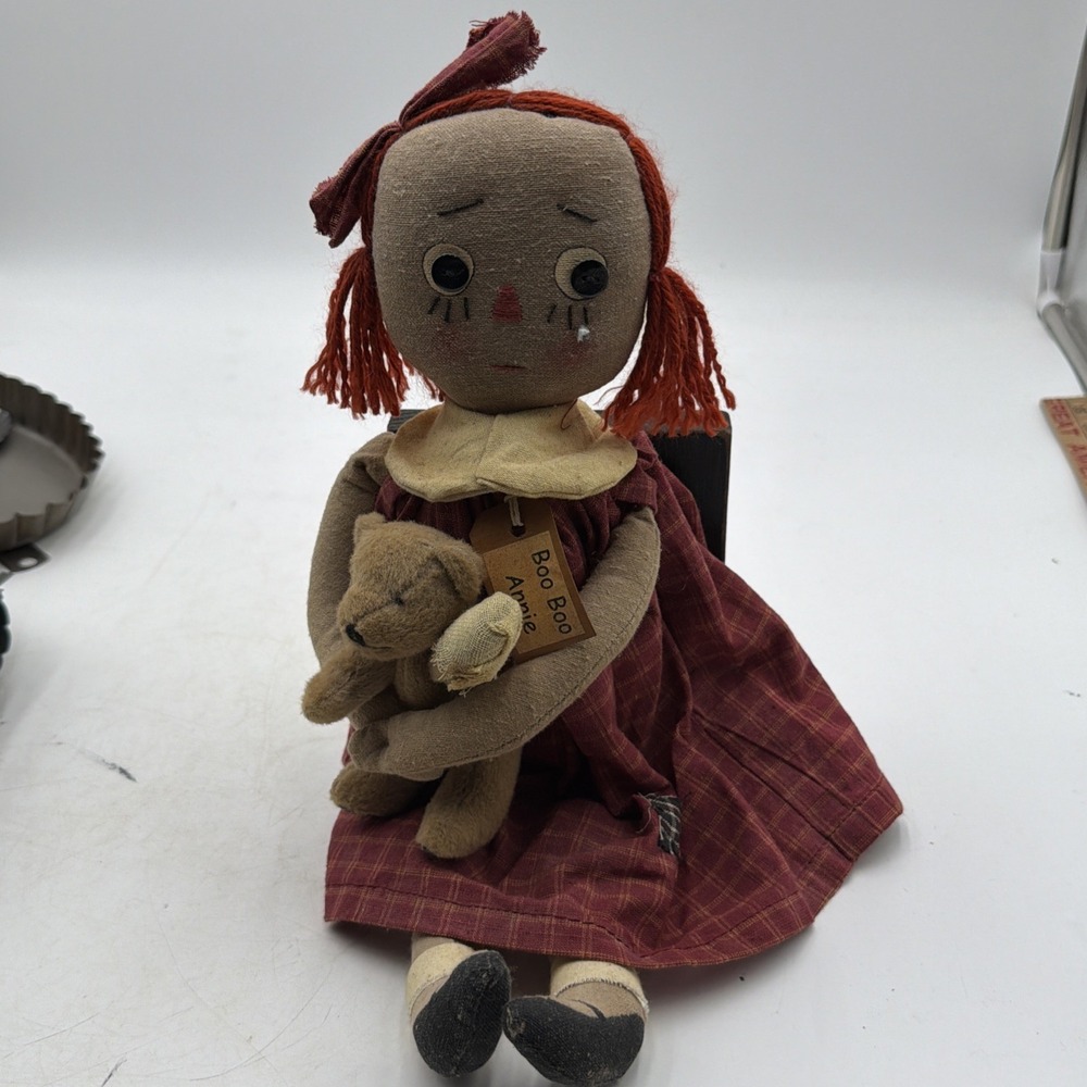 NWT Pearson's Simply Primitives Boo Boo Raggedy Anne and Teddy Bear Folk Doll